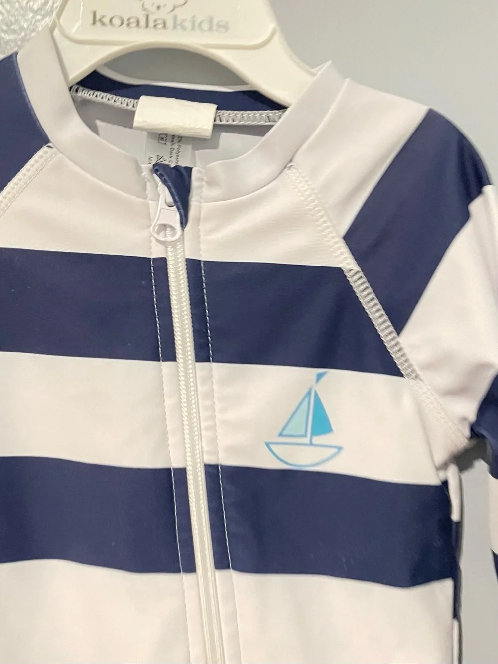 Shein | Toddler Boy | Size 2-3T | Navy + White Striped Baby Rash Guard One-Piece